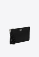 Prada Small Triangle Logo Zip Pouch  Black 2NH0062DMH/P_PRADA-F0002