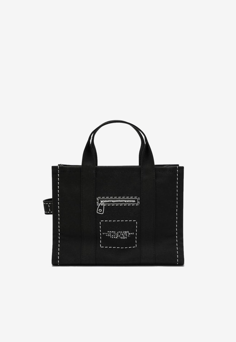 Marc Jacobs Medium Trompe L’oeil Print Cargo Canvas Tote Bag Black 2P5HTT023H03CO/R_MARC-001