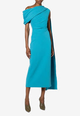 ROKSANDA Maite One-Shoulder Draped Midi Dress Blue 2PL6_H2213B-4_BLUE