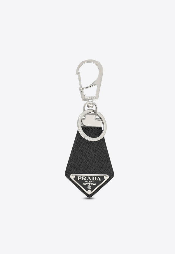 Prada Triangle Logo Saffiano Leather Keychain Black 2PP041053/P_PRADA-F0002