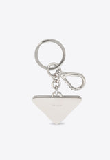 Prada Triangle Logo Leather and Metal Key-Ring Black 2PP080053/Q_PRADA-F0002