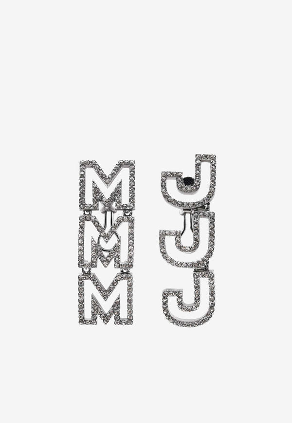 Marc Jacobs MJ Logo Crystal Drop Earrings 2R3JER001J30SILVER