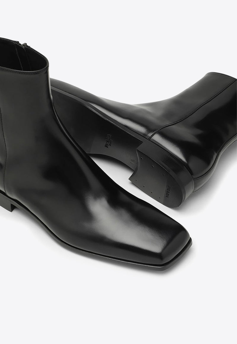 Prada Brushed Leather Ankle Boots Black 2TA075X000055/O_PRADA-F0002