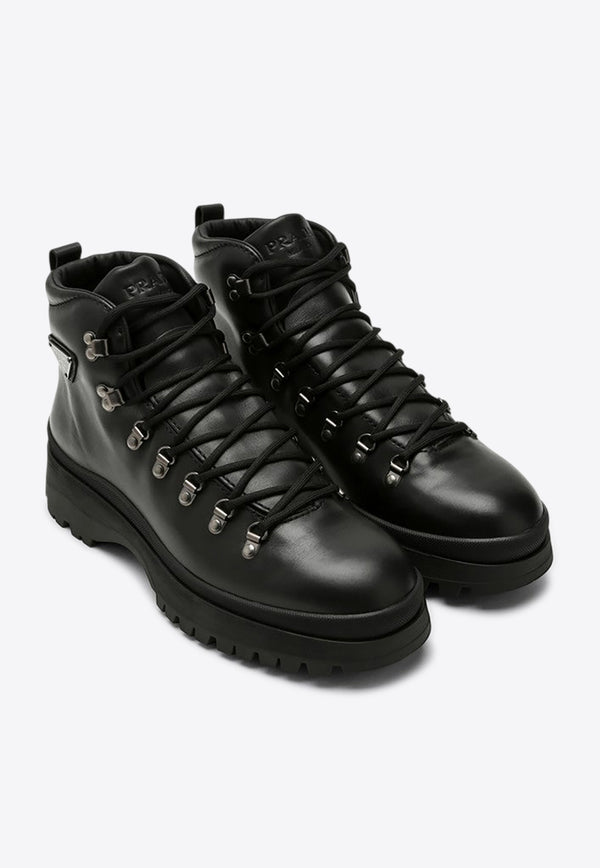 Prada Triangle Logo Leather Hiking Boots Black 2TE201G000070/P_PRADA-F0002