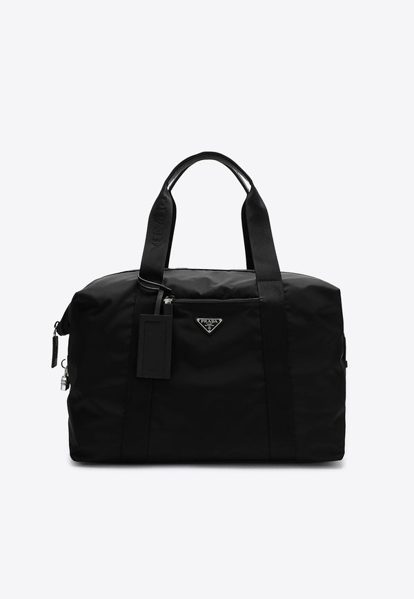 Prada Triangle Logo Re-Nylon and Saffiano Duffle Bag Black 2VC796OOO2DMH/P_PRADA-F0002