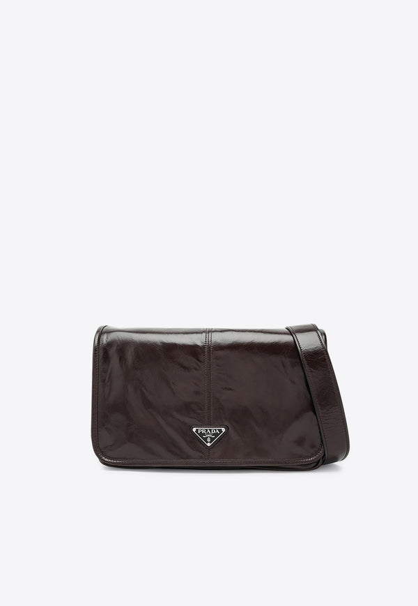 Prada Triangle Logo Leather Messenger Bag Dark Brown 2VD073OOO2CYR/R_PRADA-F01D6