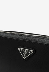 Prada Triangle Logo Saffiano Leather Pouch Black 2VF017OOO9Z2/Q_PRADA-F0002