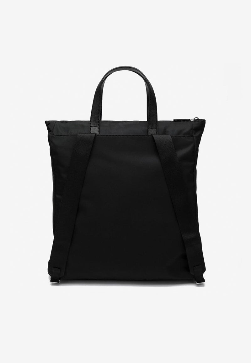 Prada Re-Nylon and Saffiano Leather Tote Bag Black 2VG098OOO2DMG/Q_PRADA-F0002