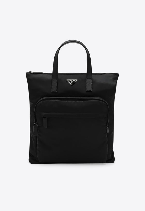 Prada Triangle Logo Re-Nylon and Leather Top Handle Bag Black 2VG098OOO2DMG/R_PRADA-F0002