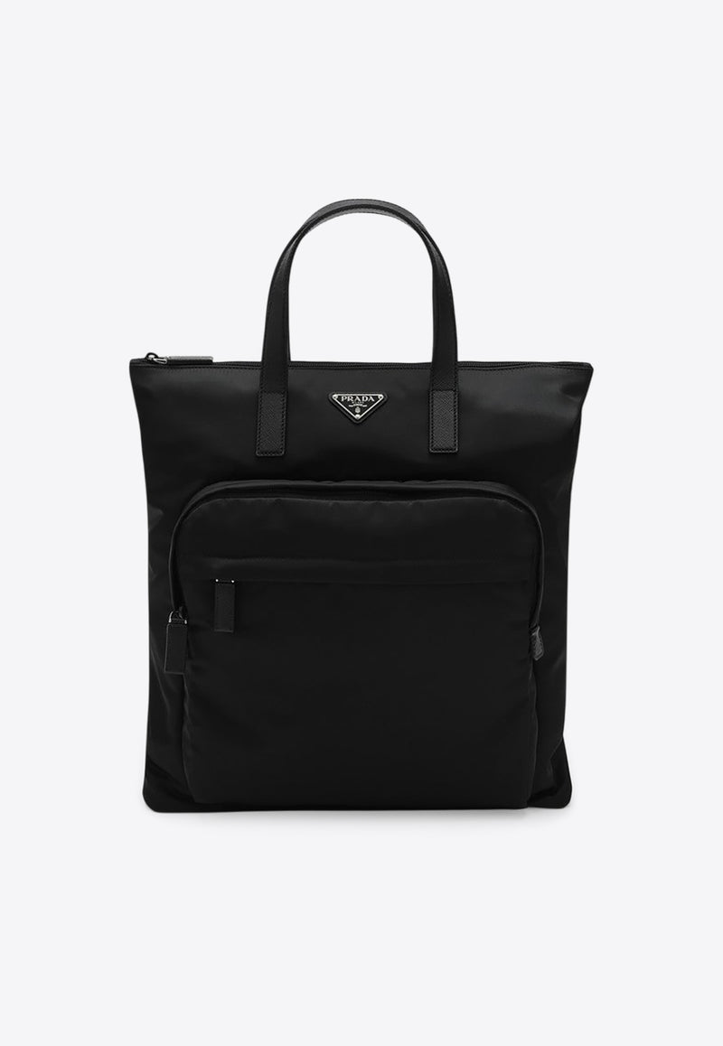 Prada Triangle Logo Re-Nylon and Leather Top Handle Bag Black 2VG098OOO2DMG/R_PRADA-F0002