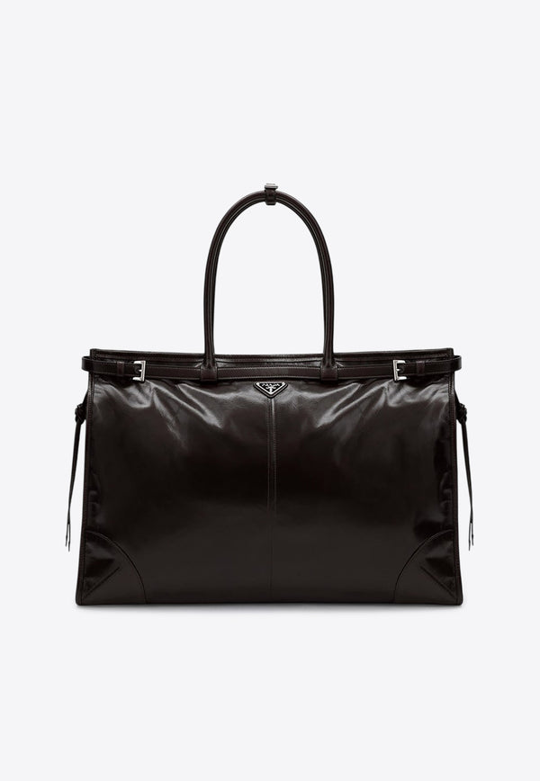 Prada Bonnie Leather Top Handle Bag Dark Brown 2VG128OOO2CYR/R_PRADA-F01D6