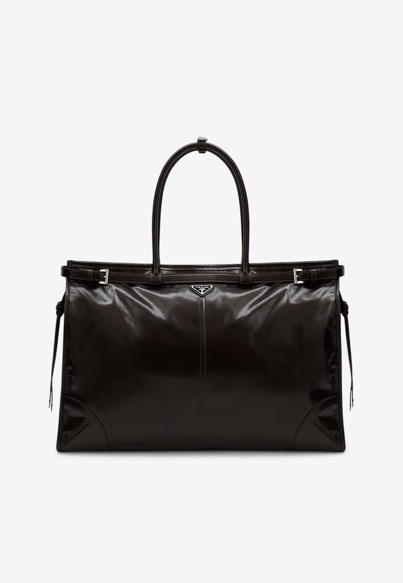 Prada Bonnie Leather Top Handle Bag Dark Brown 2VG128OOO2CYR/R_PRADA-F01D6