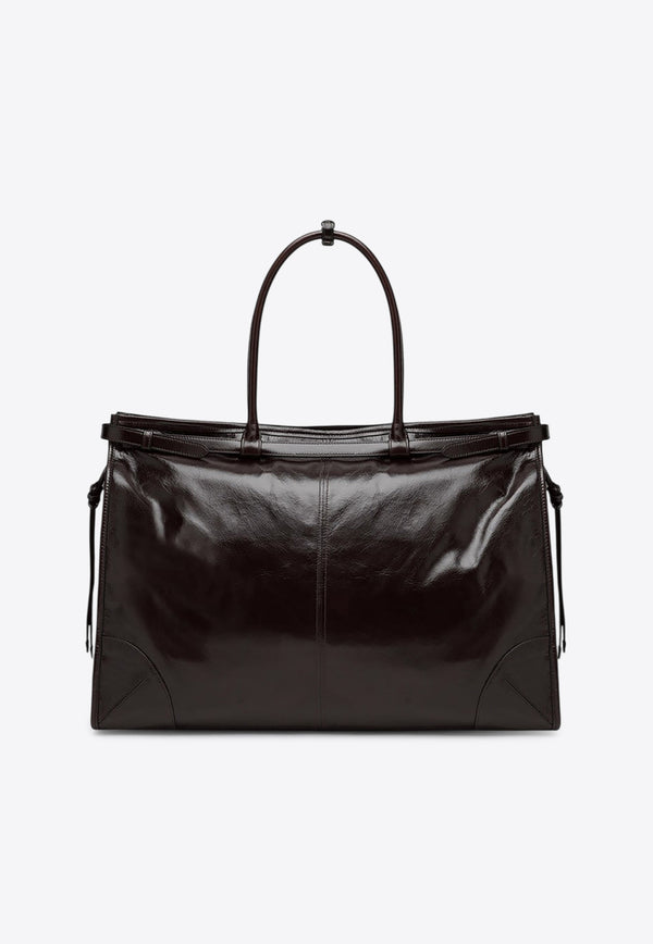 Prada Bonnie Leather Top Handle Bag Dark Brown 2VG128OOO2CYR/R_PRADA-F01D6