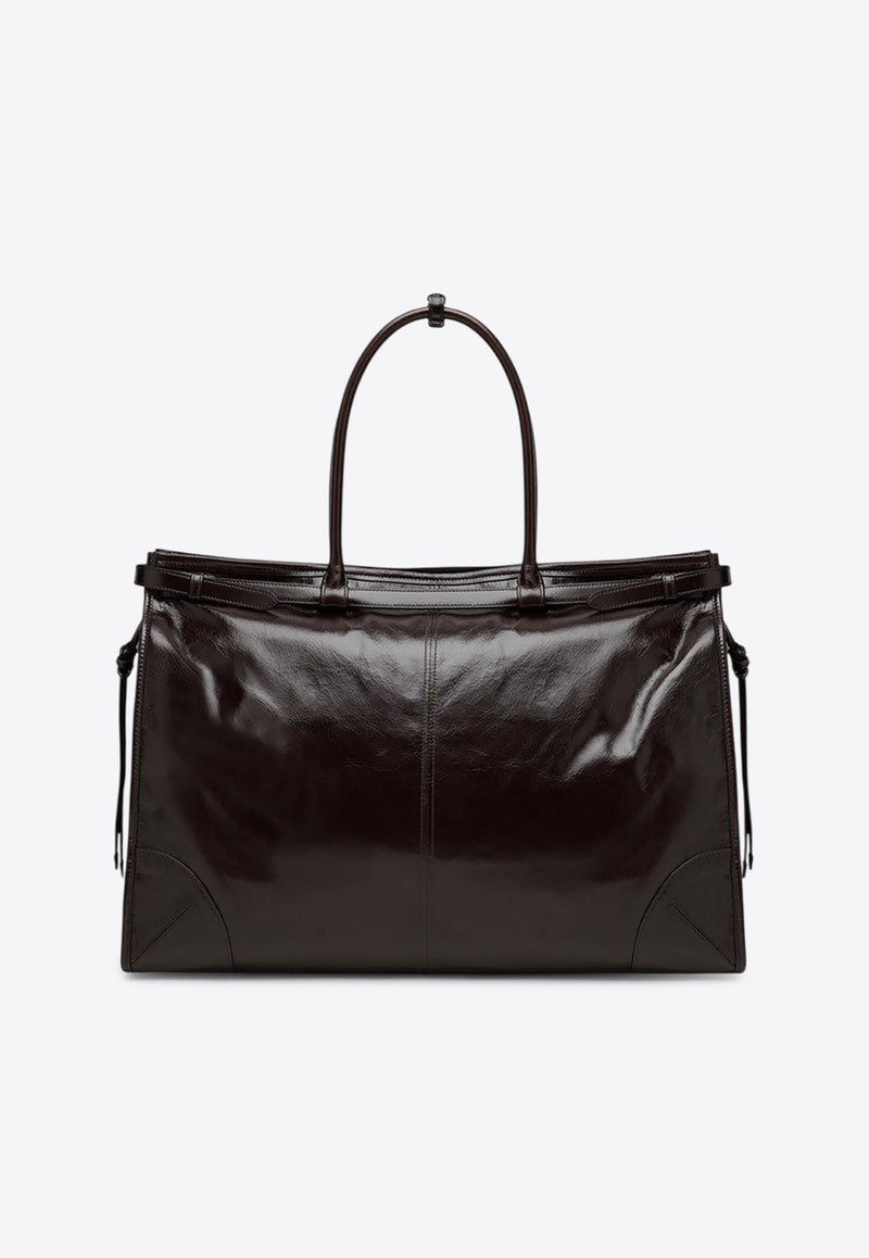 Prada Bonnie Leather Top Handle Bag Dark Brown 2VG128OOO2CYR/R_PRADA-F01D6