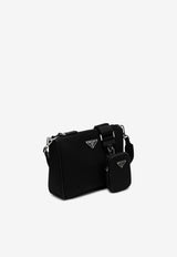 Prada Triangle Logo Leather Messenger Bag Black 2VH113XOP2DMH/Q_PRADA-F0002