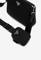 Prada Triangle Logo Leather Messenger Bag Black 2VH113XOP2DMH/Q_PRADA-F0002