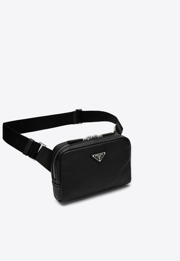 Prada Compact Leather Messenger Bag Black 2VH184OOO2BBE/Q_PRADA-F0002