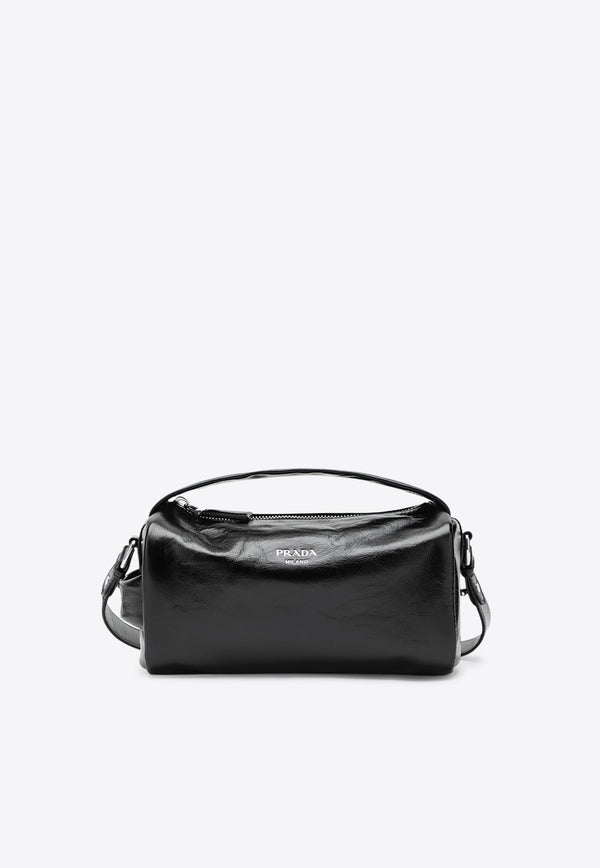 Prada Stamped Logo Leather Shoulder Bag  Black 2VH188DOO2CYR/S_PRADA-F0002