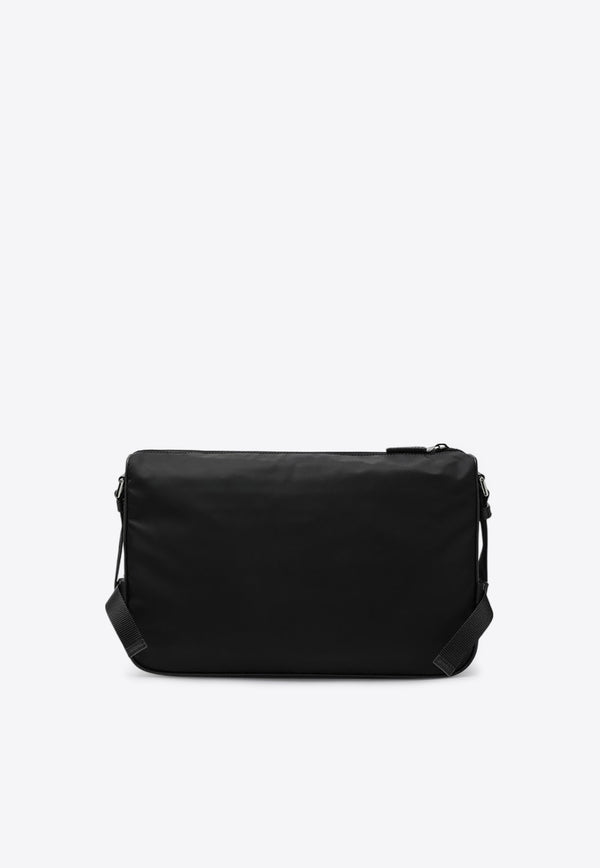 Prada Large Messenger Bag with Triangle Logo Black 2VH191OOO2DMG/R_PRADA-F0002
