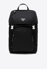 Prada Triangle Logo Nylon Backpack Black 2VZ135HOL2DMG/P_PRADA-F0002