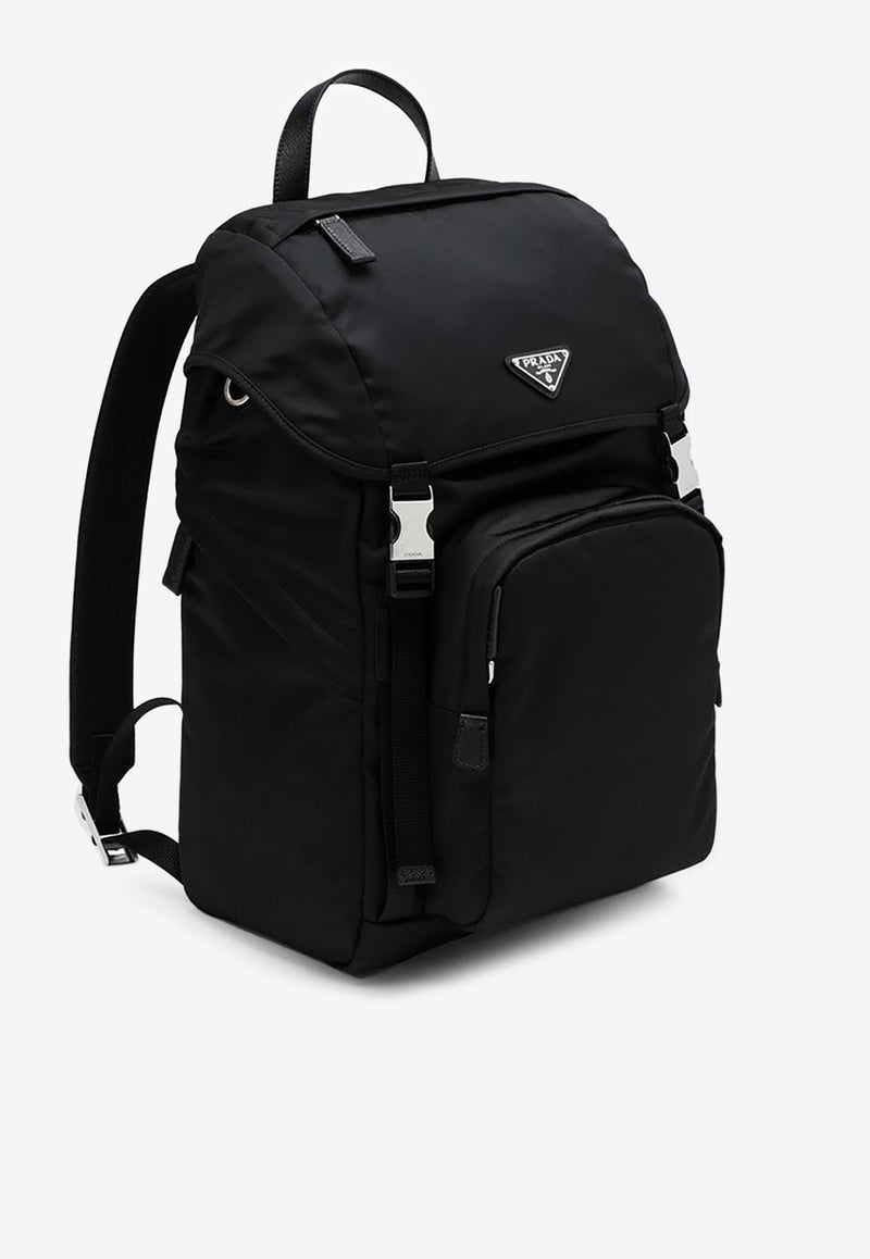 Prada Triangle Logo Nylon Backpack Black 2VZ135HOL2DMG/P_PRADA-F0002