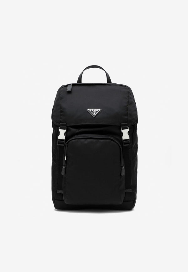 Prada Triangle Logo Nylon Backpack Black 2VZ135HOL2DMG/Q_PRADA-F0002