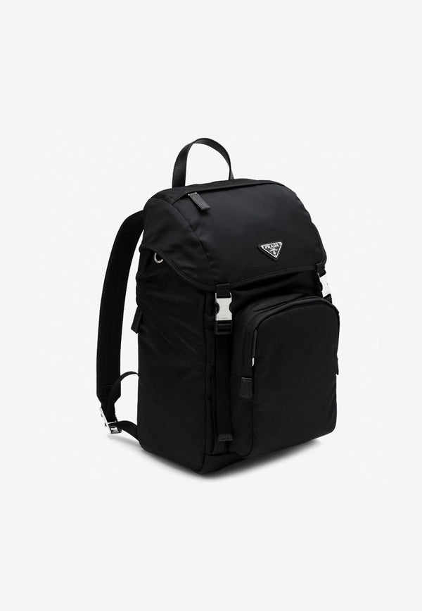 Prada Triangle Logo Nylon Backpack Black 2VZ135HOL2DMG/Q_PRADA-F0002