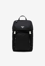 Prada Triangle Logo Zipped Backpack Black 2VZ135HOL2DMG/S_PRADA-F0002
