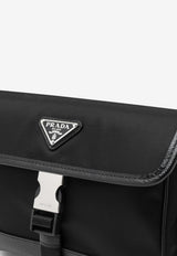 Prada Re-Nylon and Saffiano Leather Messenger Bag Black 2ZH1082DMH/Q_PRADA-F0002