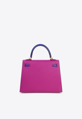 Kelly 25 Sellier in Rose Purple and Bleu Encre Epsom Horseshoe with Brushed Gold Hardware