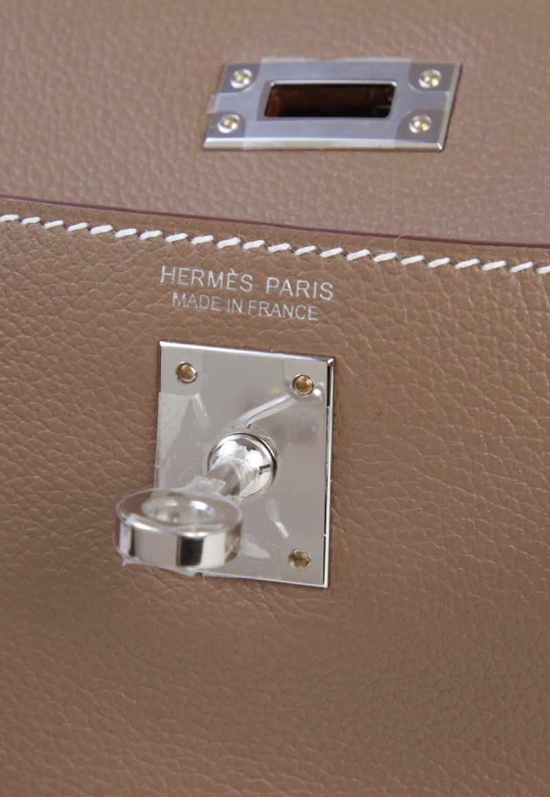 Hermès Kelly Danse in Etoupe and New White Evercolor with Palladium Hardware