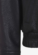 Panelled Leather Zip-Up Jacket