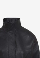 Panelled Leather Zip-Up Jacket