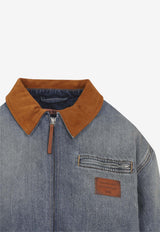 Denim Zip-Up Cropped Jacket