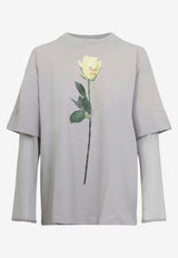 Rose-Print Crewneck T-shirt