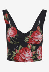 Floral-Print Bustier Top