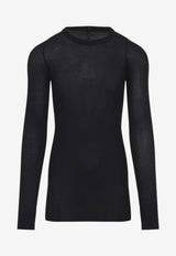 Ribbed Long-Sleeved Crewneck T-shirt