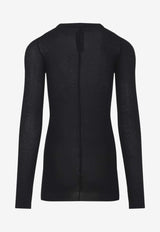 Ribbed Long-Sleeved Crewneck T-shirt