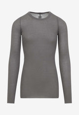 Ribbed Long-Sleeved Crewneck T-shirt