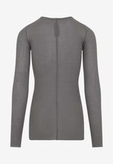 Ribbed Long-Sleeved Crewneck T-shirt