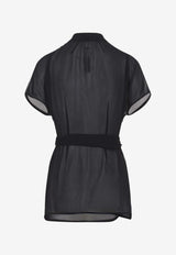 Silk Semi-Sheer Wrap Top