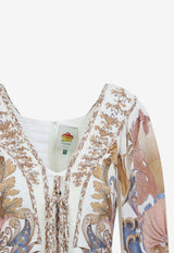 Sea Garden Scarf Pleated Midi Dress