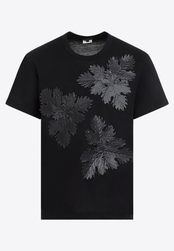 Leaf-Print Crewneck T-shirt