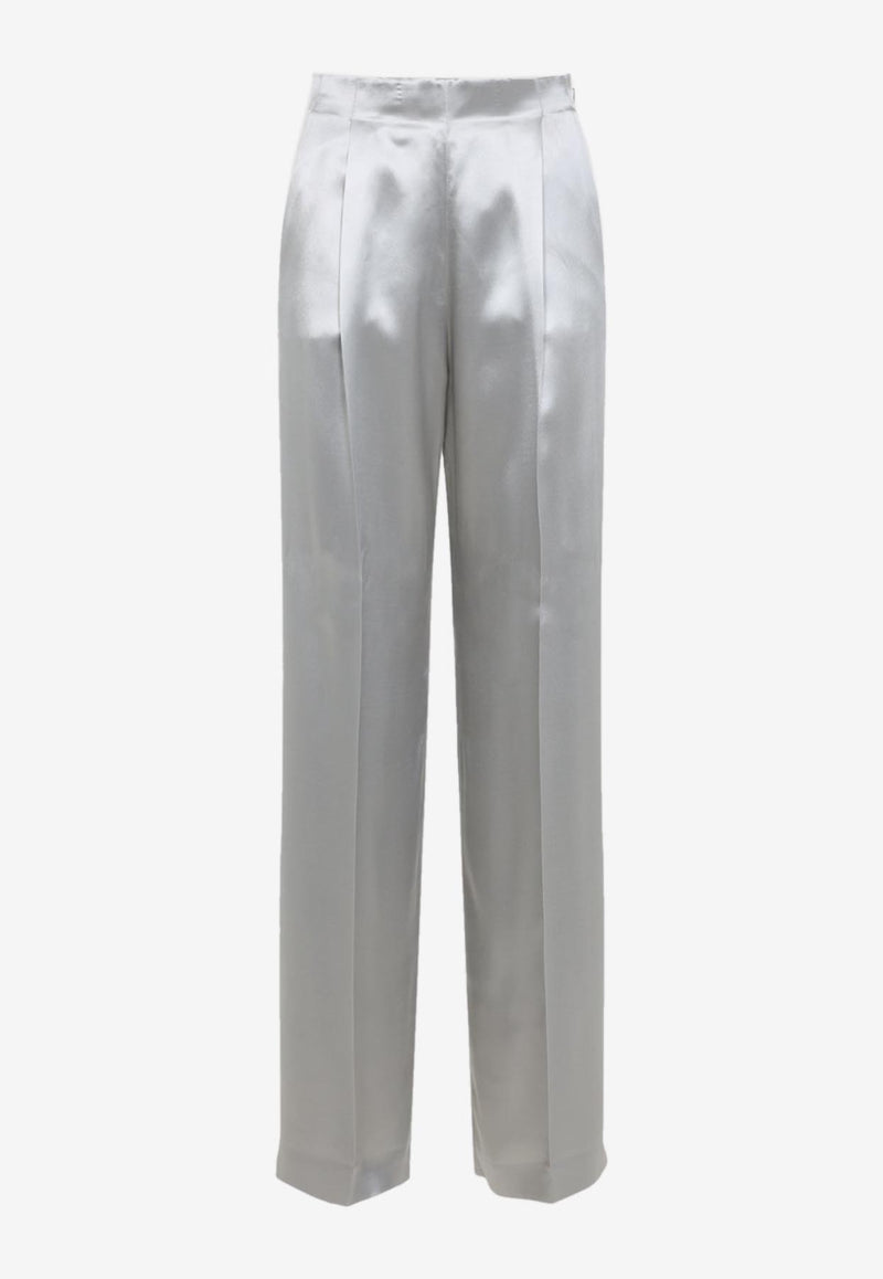 Satin Straight-Leg Pants
