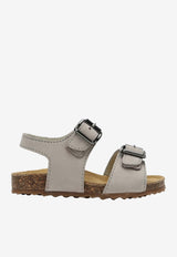 Il Gufo Girls Nubuck Leather Sandals Gray P25XG576-ANABUK/Q_GUFO-016