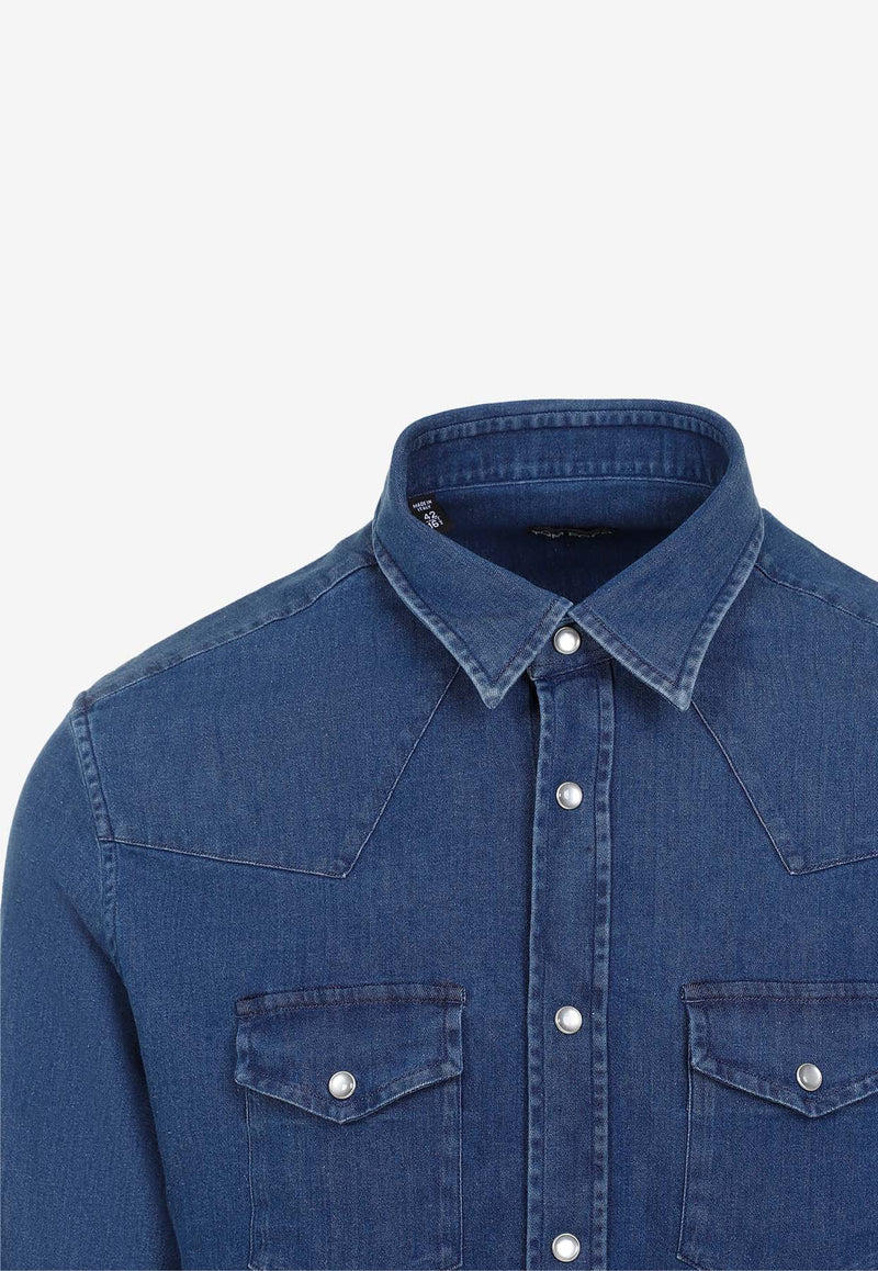 Long-Sleeved Denim Shirt