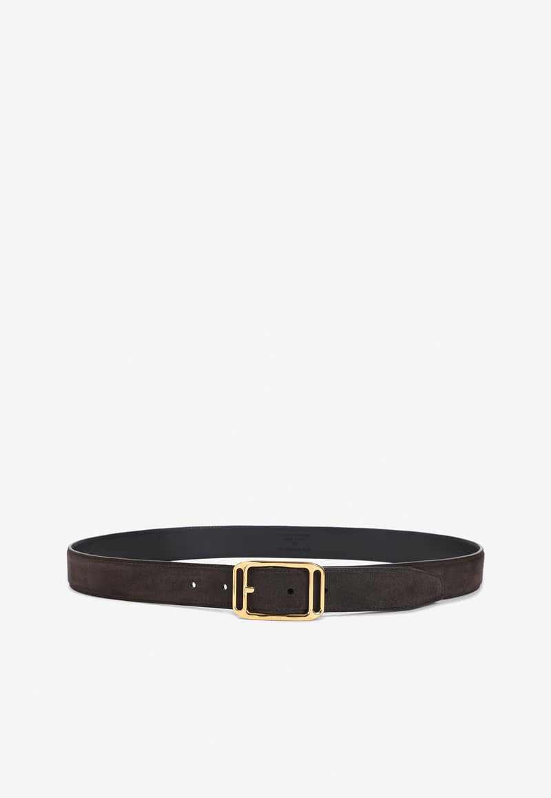 Buckled Suede Calf Leather Belt