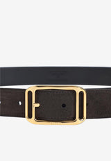 Buckled Suede Calf Leather Belt