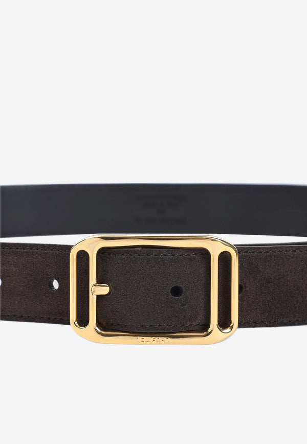 Buckled Suede Calf Leather Belt