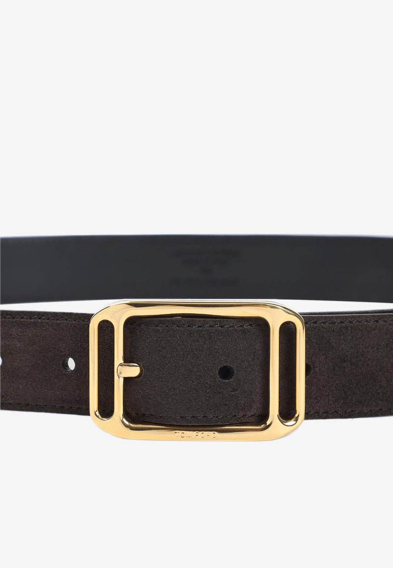 Buckled Suede Calf Leather Belt